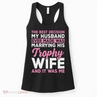 Wife & Funny Trophy Wife Engaged Black Modern X Female Wedding Women's Tank Top thumb 0