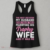 Wife & Funny Trophy Wife Engaged Black Modern X Female Wedding Women's Tank Top thumb 3