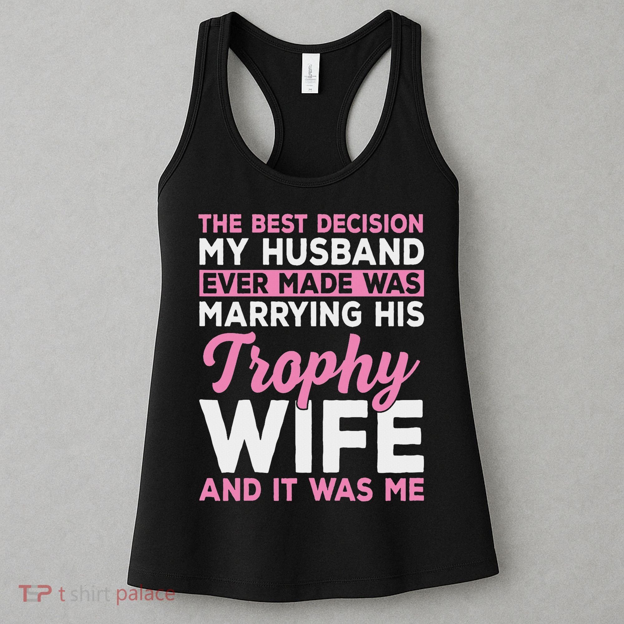 Wife & Funny Trophy Wife Engaged Black Modern X Female Wedding Women's Tank Top