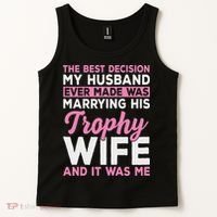 Wife & Funny Trophy Wife Engaged Black Modern X Female Wedding Tank Top thumb 2