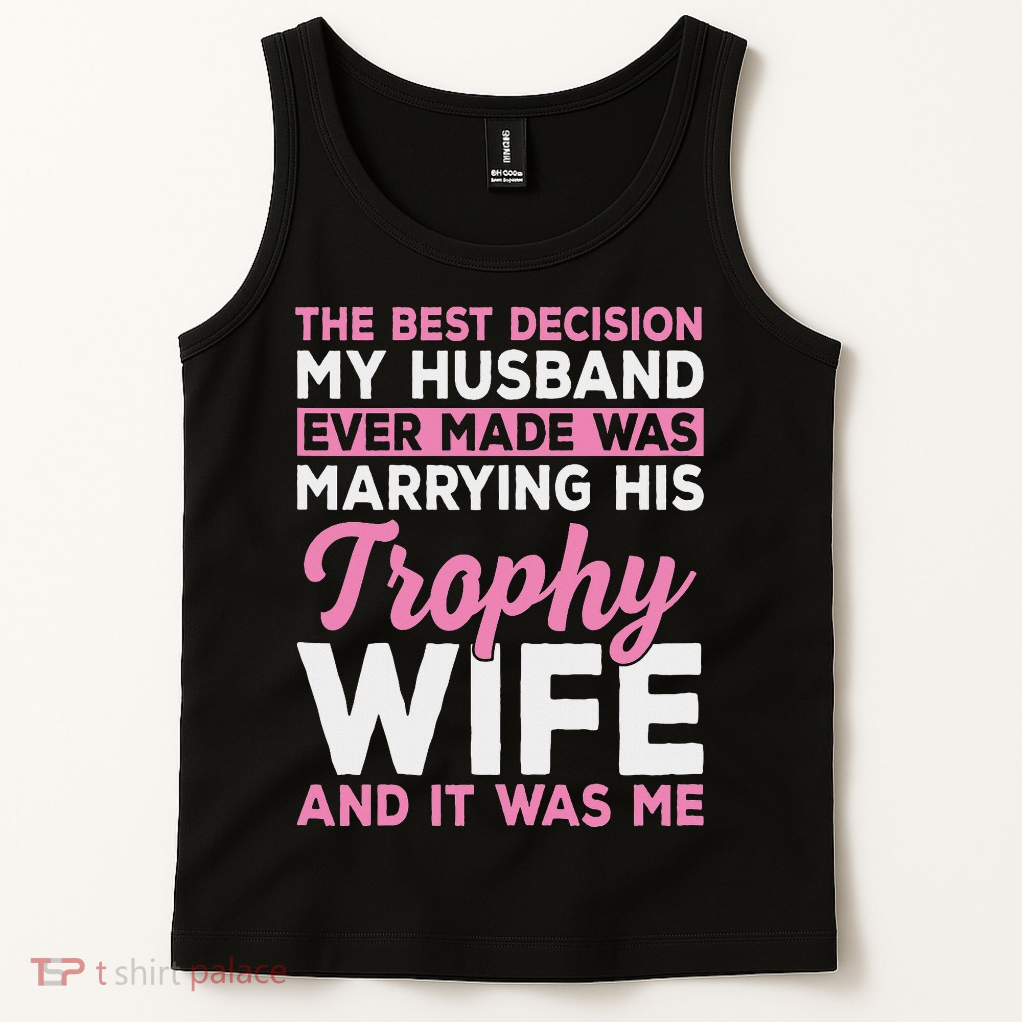 Wife & Funny Trophy Wife Engaged Black Modern X Female Wedding Tank Top
