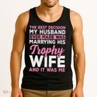 Wife & Funny Trophy Wife Engaged Black Modern X Female Wedding Tank Top thumb 3