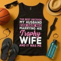 Wife & Funny Trophy Wife Engaged Black Modern X Female Wedding Tank Top thumb 4