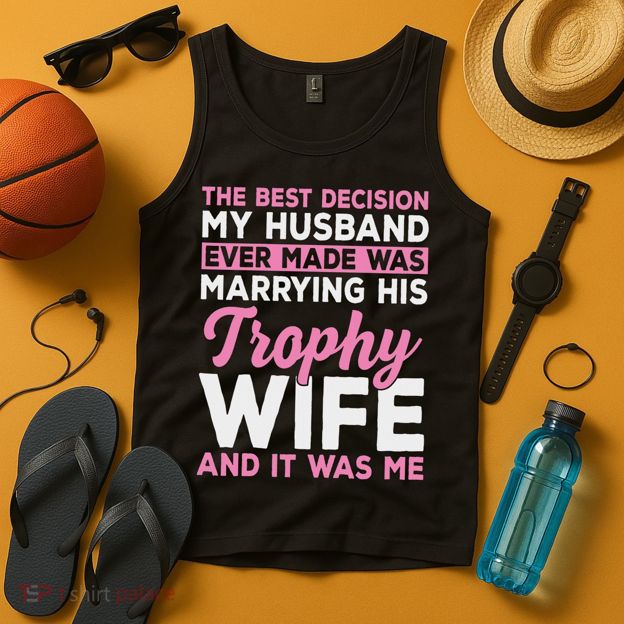 Wife & Funny Trophy Wife Engaged Black Modern X Female Wedding Tank Top