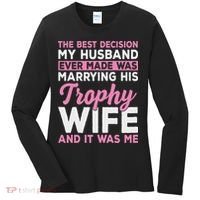 Wife & Funny Trophy Wife Engaged Black Modern X Female Wedding Women's Long Sleeve Shirt thumb 0