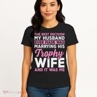Wife & Funny Trophy Wife Engaged Black Modern X Female Wedding Women's T-Shirt thumb 4