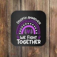 We Fight Together Epilepsy Awareness Epilepsy Coaster thumb 0