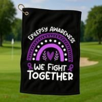 We Fight Together Epilepsy Awareness Epilepsy Golf Towel thumb 1