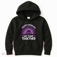 We Fight Together Epilepsy Awareness Epilepsy Kids Hoodie thumb 0