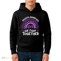 We Fight Together Epilepsy Awareness Epilepsy Kids Hoodie thumb 4