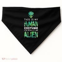 Weird Funny This Is My Human Costume Im Really An Alien USA-Made Doggie Bandana thumb 0