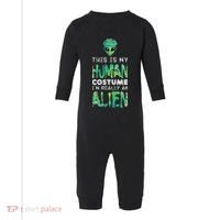 Weird Funny This Is My Human Costume Im Really An Alien Infant Fleece One Piece thumb 0