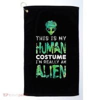 Weird Funny This Is My Human Costume Im Really An Alien Golf Towel thumb 0