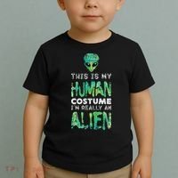 Weird Funny This Is My Human Costume Im Really An Alien Toddler T-Shirt thumb 2
