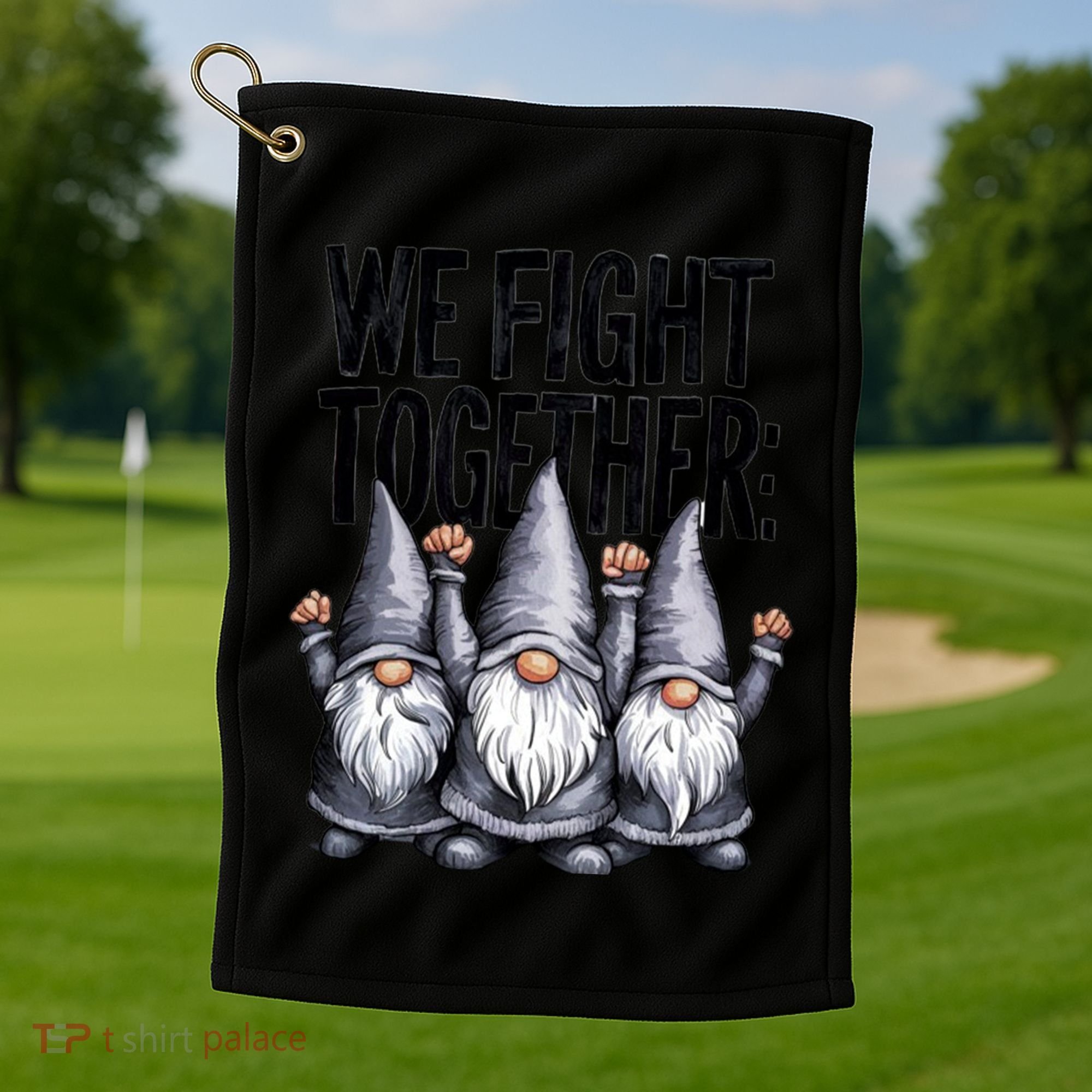 We Fight Together ParkinsonS Disease Awareness Month Gnomie Gift Golf Towel