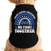 We Fights Together Rainbow Retro Colon Cancer Awareness Gift Doggie Tank thumb 0