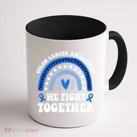 We Fights Together Rainbow Retro Colon Cancer Awareness Gift Coffee Mug thumb 1