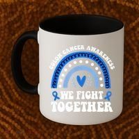 We Fights Together Rainbow Retro Colon Cancer Awareness Gift Coffee Mug thumb 2
