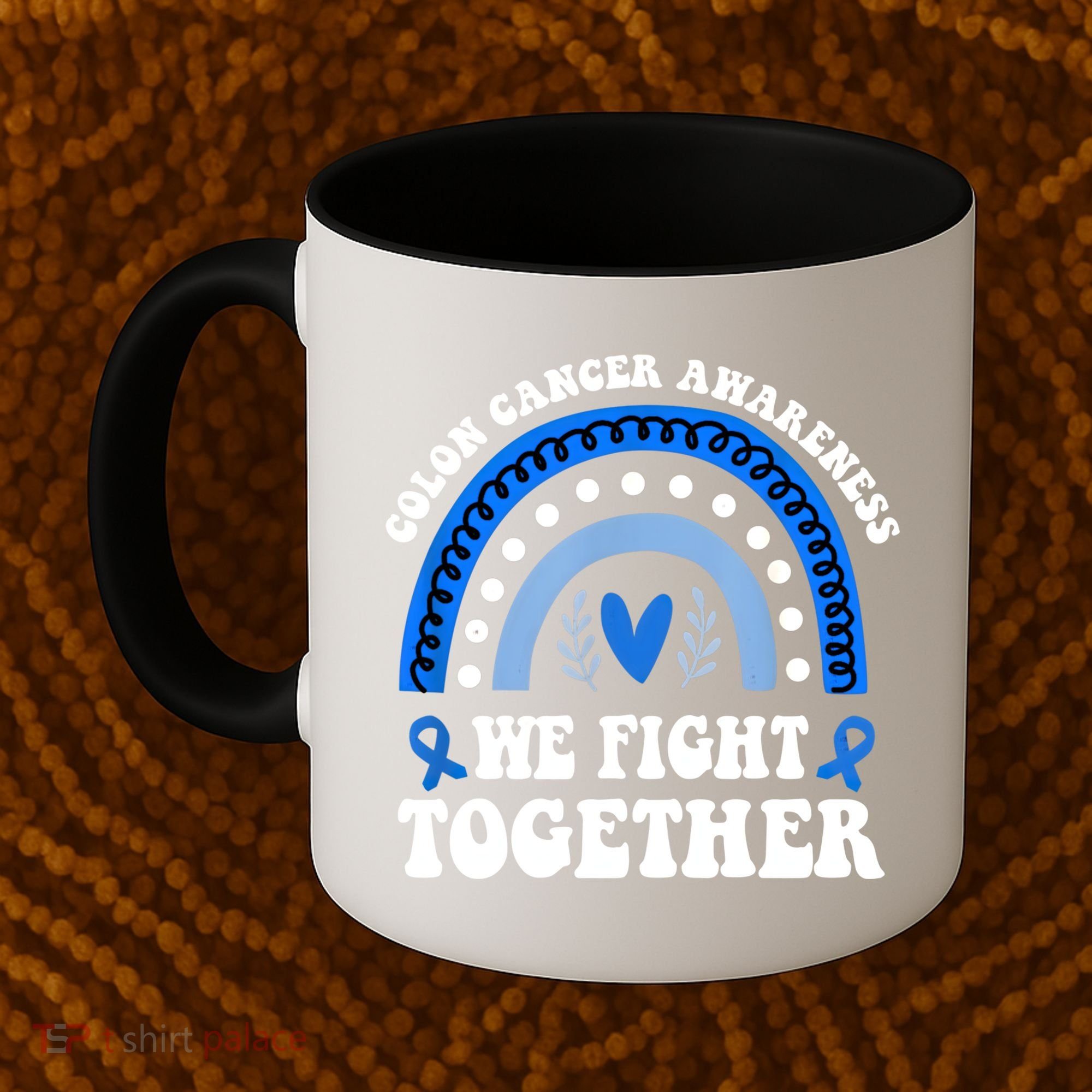 We Fights Together Rainbow Retro Colon Cancer Awareness Gift Coffee Mug