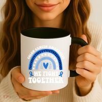 We Fights Together Rainbow Retro Colon Cancer Awareness Gift Coffee Mug thumb 3