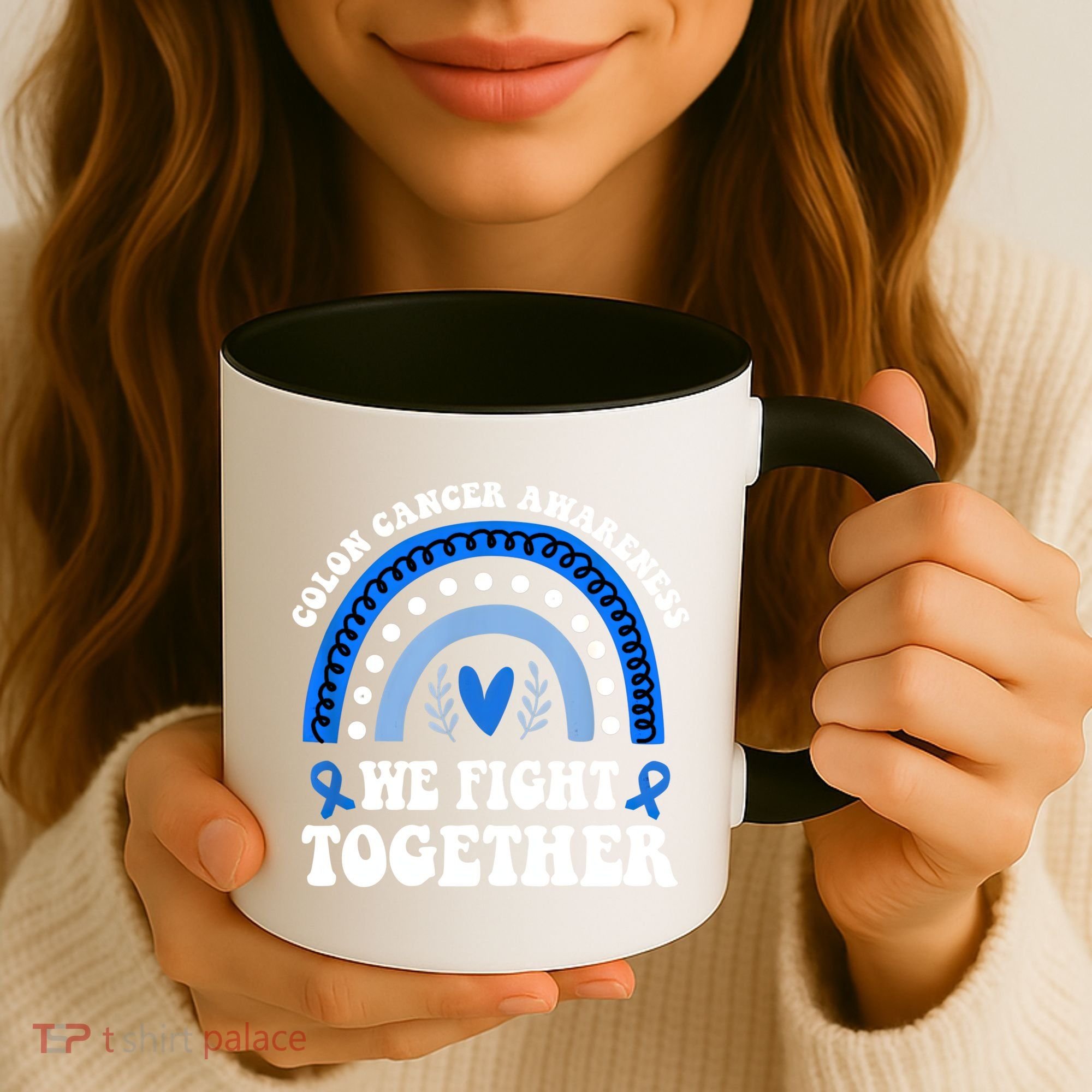 We Fights Together Rainbow Retro Colon Cancer Awareness Gift Coffee Mug