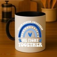We Fights Together Rainbow Retro Colon Cancer Awareness Gift Coffee Mug thumb 4