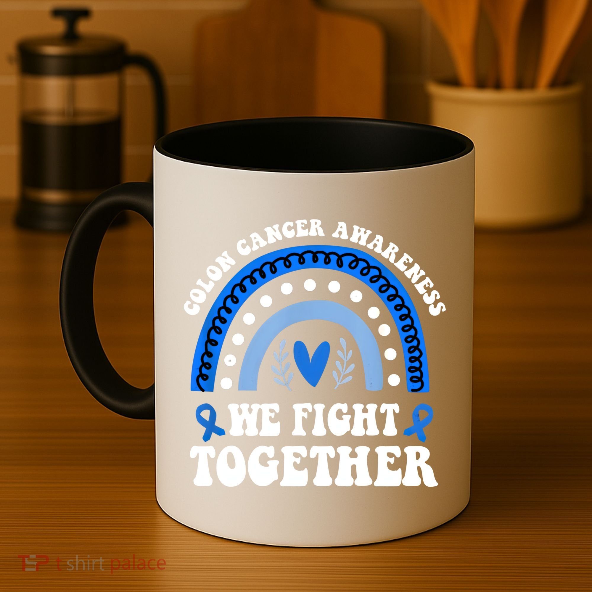 We Fights Together Rainbow Retro Colon Cancer Awareness Gift Coffee Mug