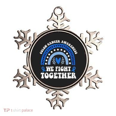 We Fights Together Rainbow Retro Colon Cancer Awareness Gift Ornament