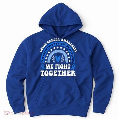 We Fights Together Rainbow Retro Colon Cancer Awareness Gift Hoodie
