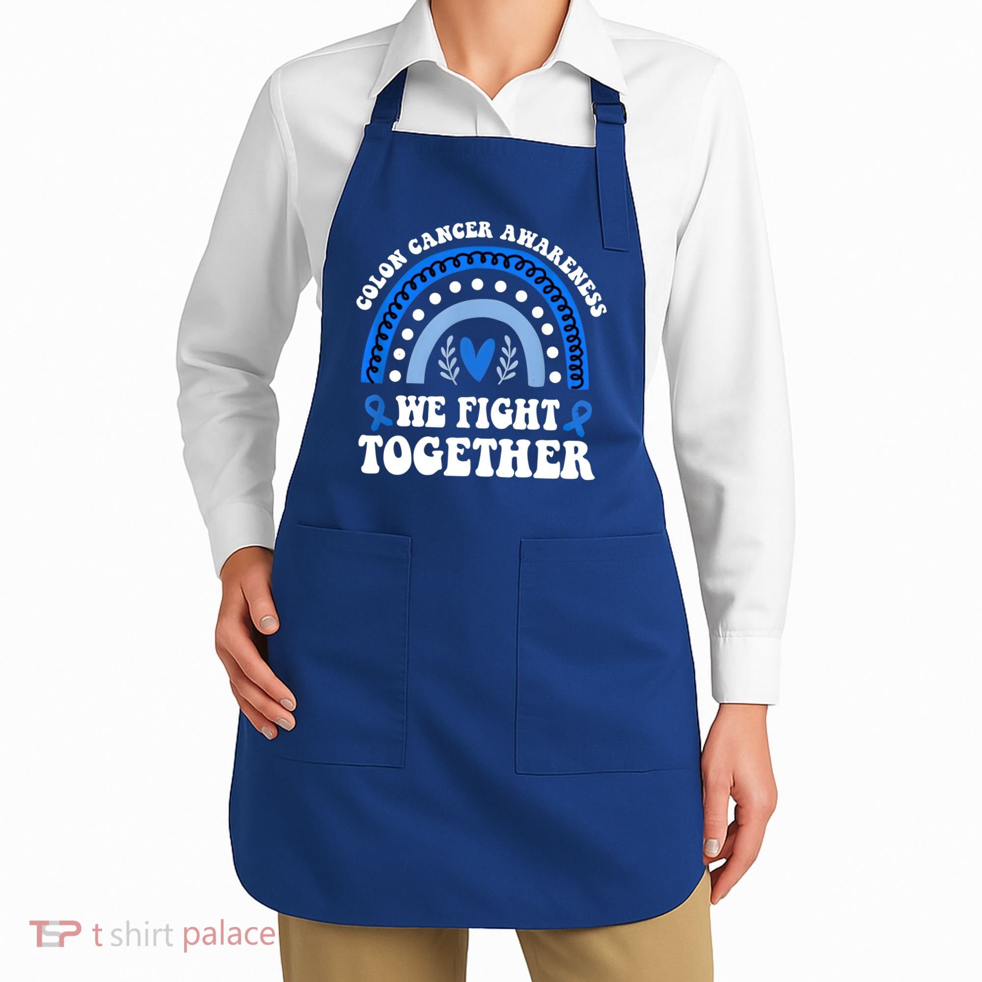 We Fights Together Rainbow Retro Colon Cancer Awareness Gift Apron