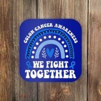 We Fights Together Rainbow Retro Colon Cancer Awareness Gift Coaster thumb 0