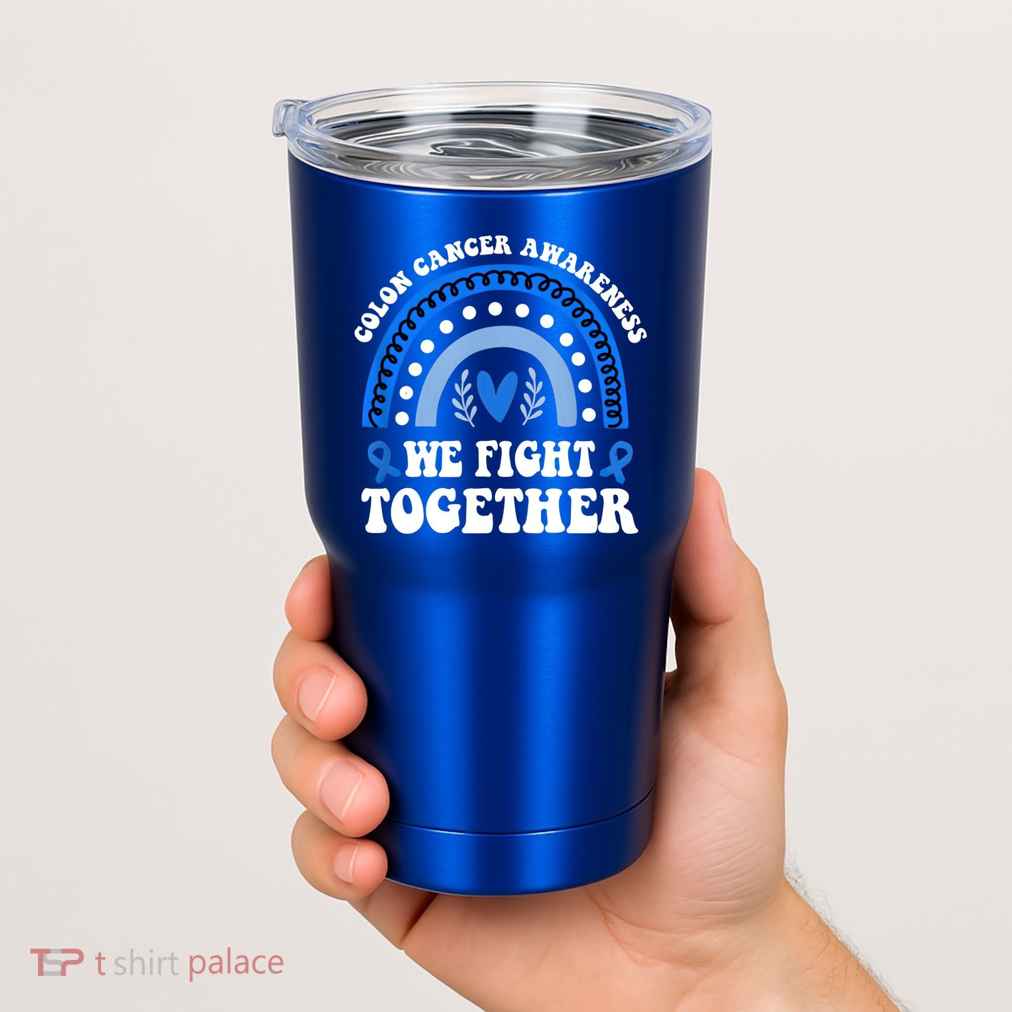 We Fights Together Rainbow Retro Colon Cancer Awareness Gift Tumbler