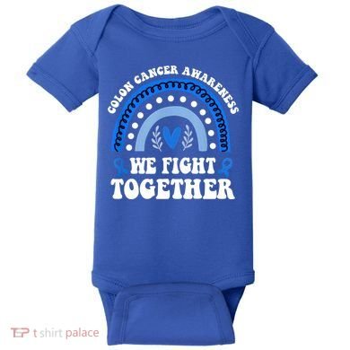 We Fights Together Rainbow Retro Colon Cancer Awareness Gift Baby Bodysuit