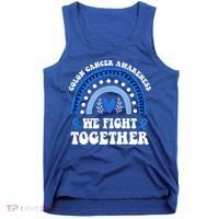 We Fights Together Rainbow Retro Colon Cancer Awareness Gift Tank Top thumb 0