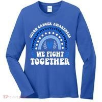 We Fights Together Rainbow Retro Colon Cancer Awareness Gift Women's Long Sleeve Shirt thumb 0
