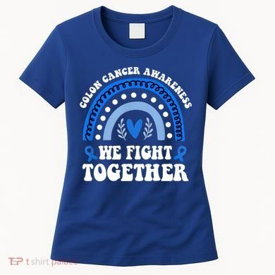 We Fights Together Rainbow Retro Colon Cancer Awareness Gift Women's T-Shirt