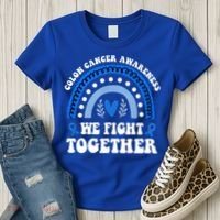 We Fights Together Rainbow Retro Colon Cancer Awareness Gift Women's T-Shirt thumb 3