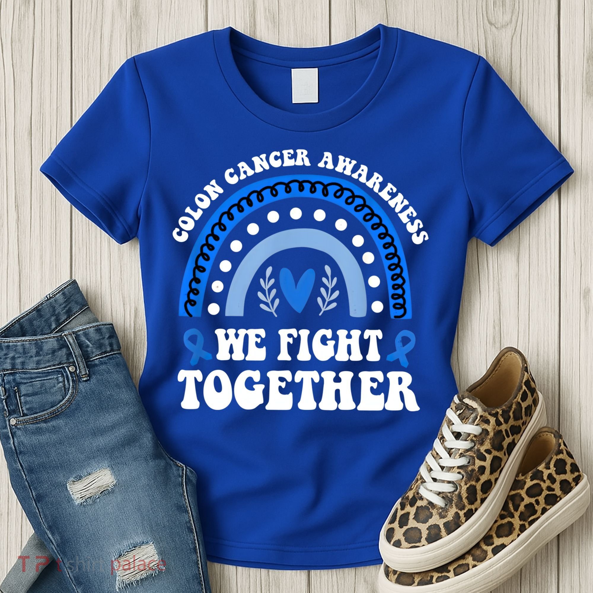 We Fights Together Rainbow Retro Colon Cancer Awareness Gift Women's T-Shirt