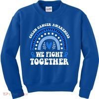 We Fights Together Rainbow Retro Colon Cancer Awareness Gift Kids Sweatshirt thumb 0