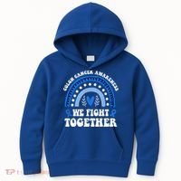 We Fights Together Rainbow Retro Colon Cancer Awareness Gift Kids Hoodie thumb 0
