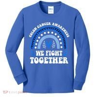 We Fights Together Rainbow Retro Colon Cancer Awareness Gift Kids Long Sleeve Shirt thumb 0