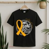 We Fight Together Childhood Cancer Awareness Gold Ribbon T-Shirt thumb 2