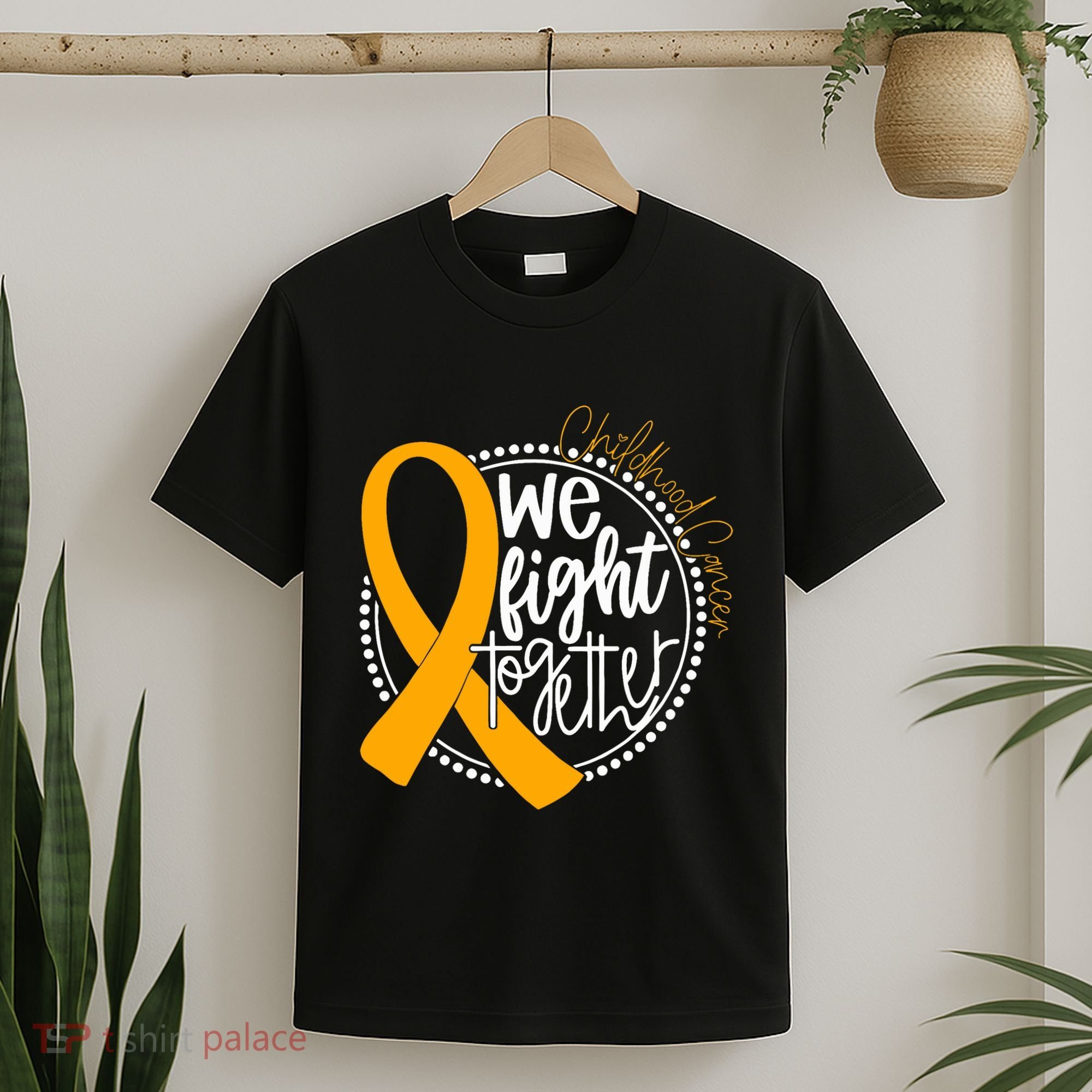 We Fight Together Childhood Cancer Awareness Gold Ribbon T-Shirt