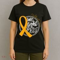 We Fight Together Childhood Cancer Awareness Gold Ribbon T-Shirt thumb 4