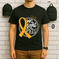 We Fight Together Childhood Cancer Awareness Gold Ribbon T-Shirt thumb 6