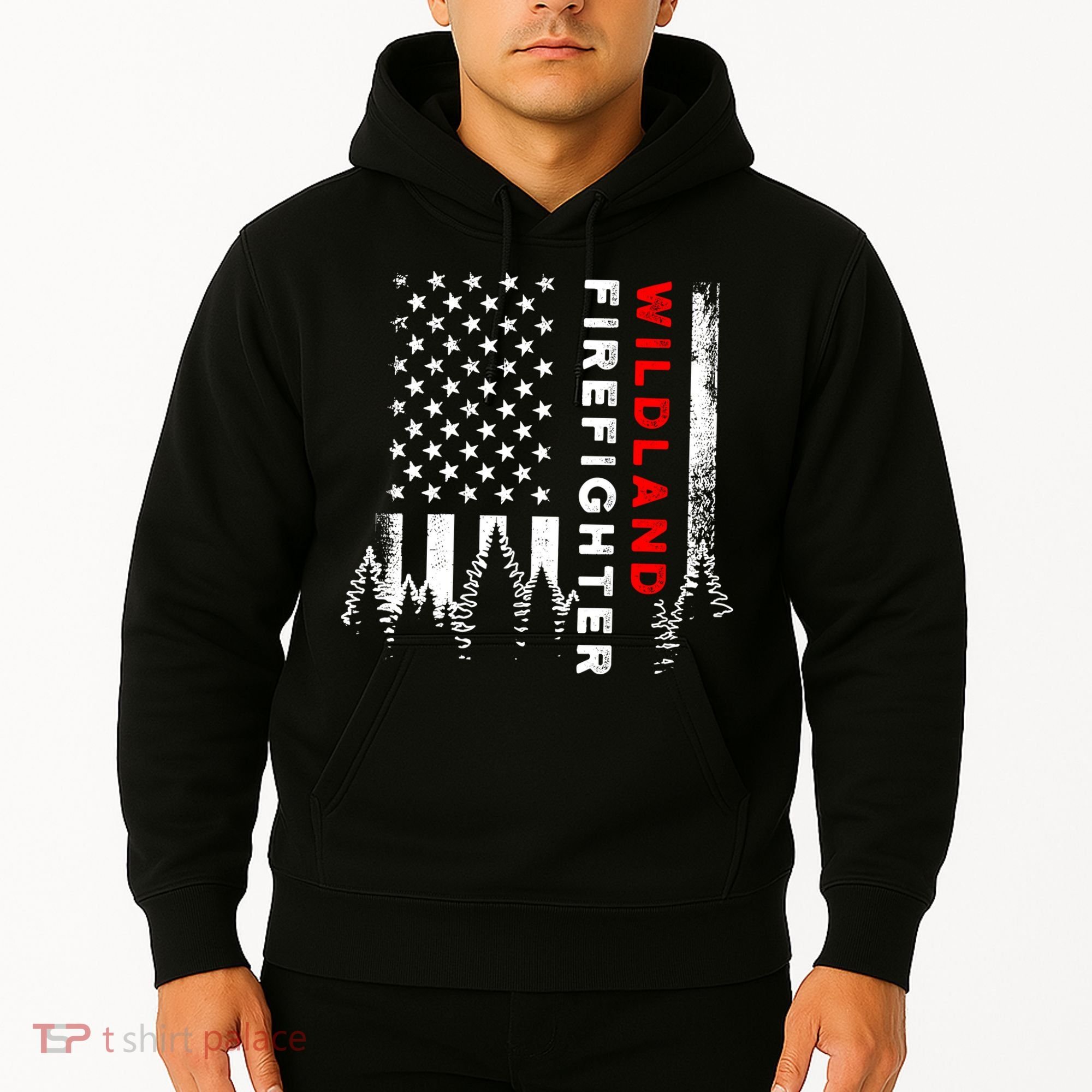 Wildland Firefighter Us Flag Fire Hoodie
