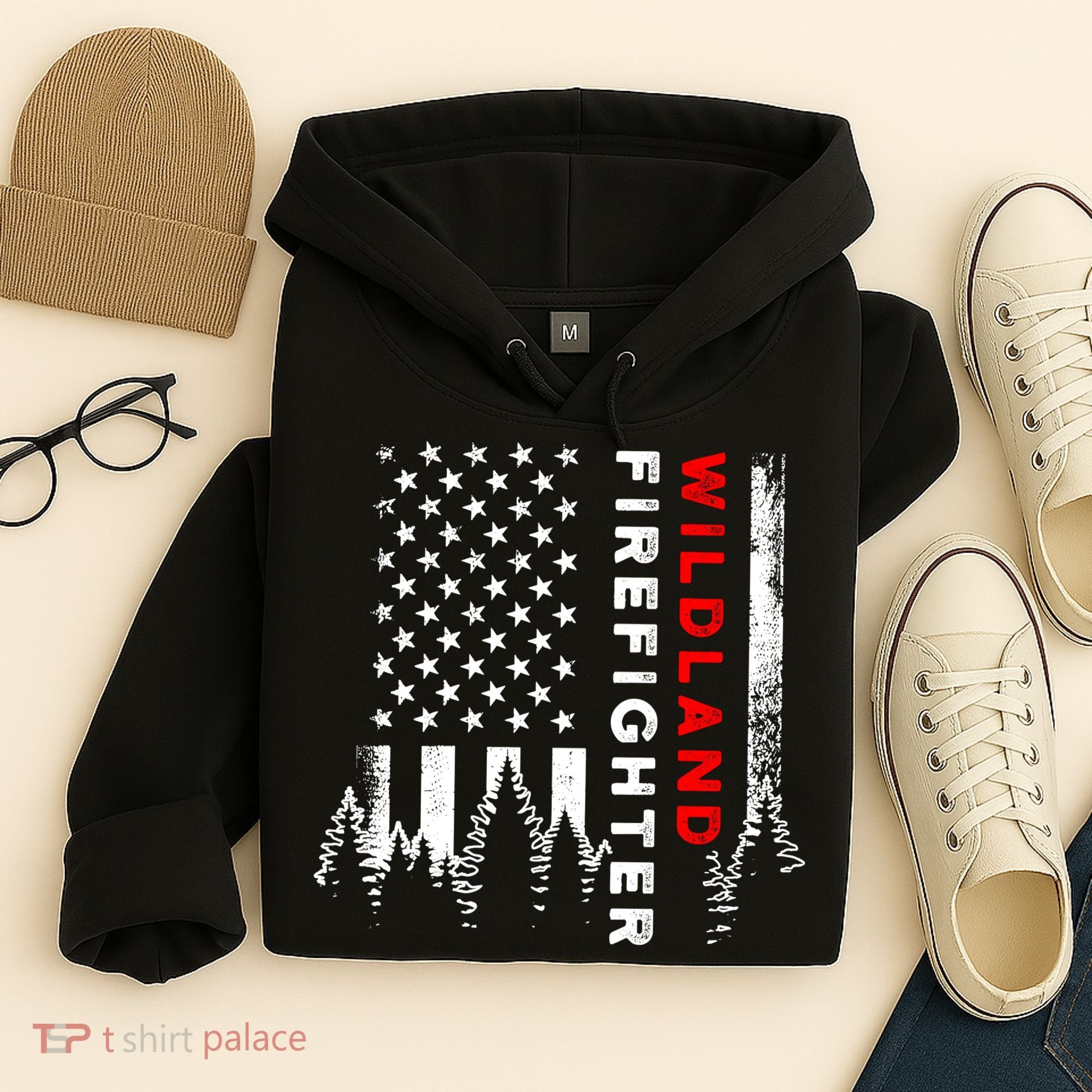 Wildland Firefighter Us Flag Fire Hoodie