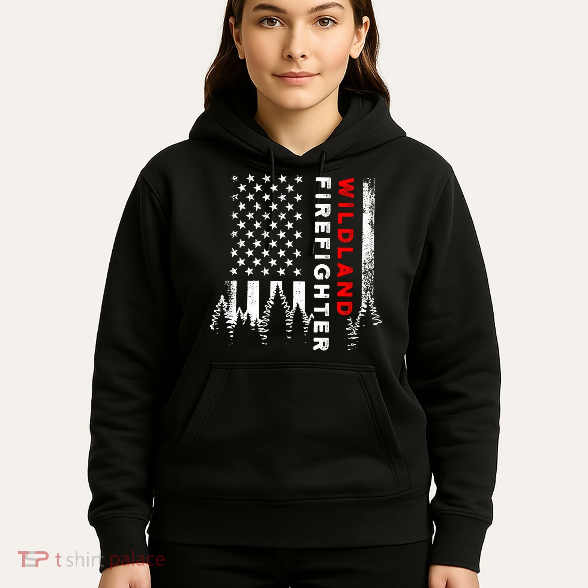 Wildland Firefighter Us Flag Fire Hoodie