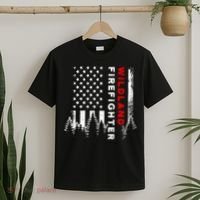 Wildland Firefighter Us Flag Fire T-Shirt thumb 2