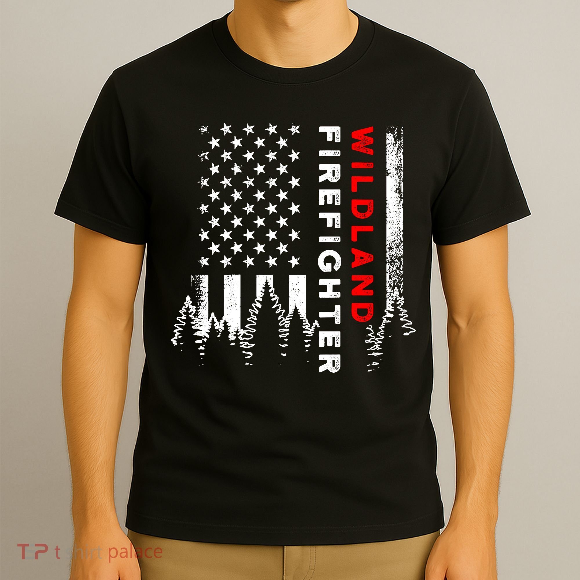 Wildland Firefighter Us Flag Fire T-Shirt